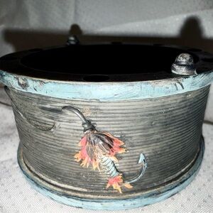 Vintage Fly Fishing Reel Trinket Box / Desk Caddy / Accessory